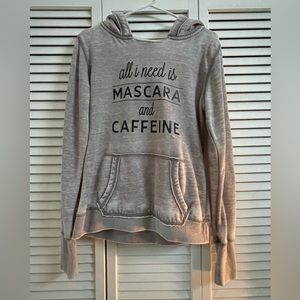 Black and grey hoodie, size medium.